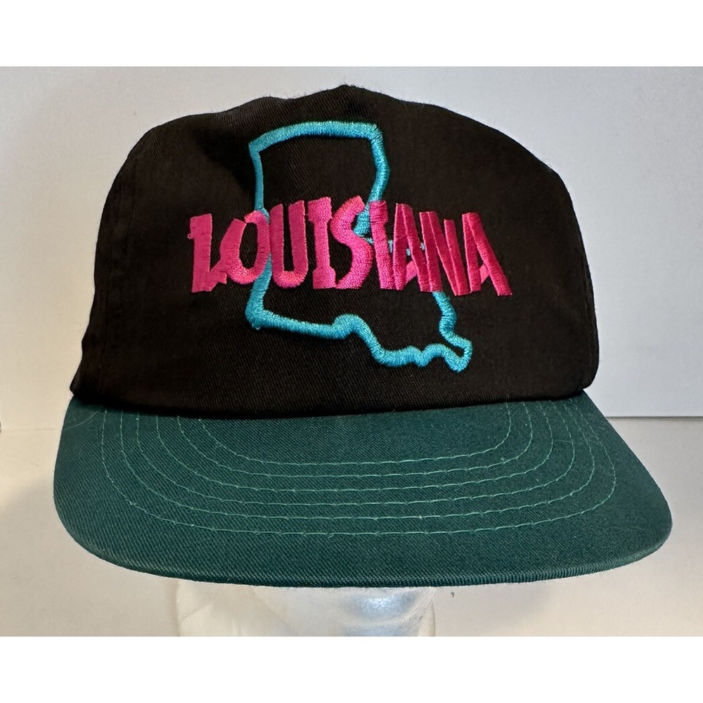 Louisiana Vintage Embroidered United Hatters Snapback Hat Cap 90s Y2K Black